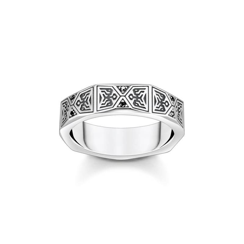 Thomas Sabo Ring facettiertes Design mit schwarzen Steinen Silber schwarz TR2432-643-11-50 von Thomas Sabo