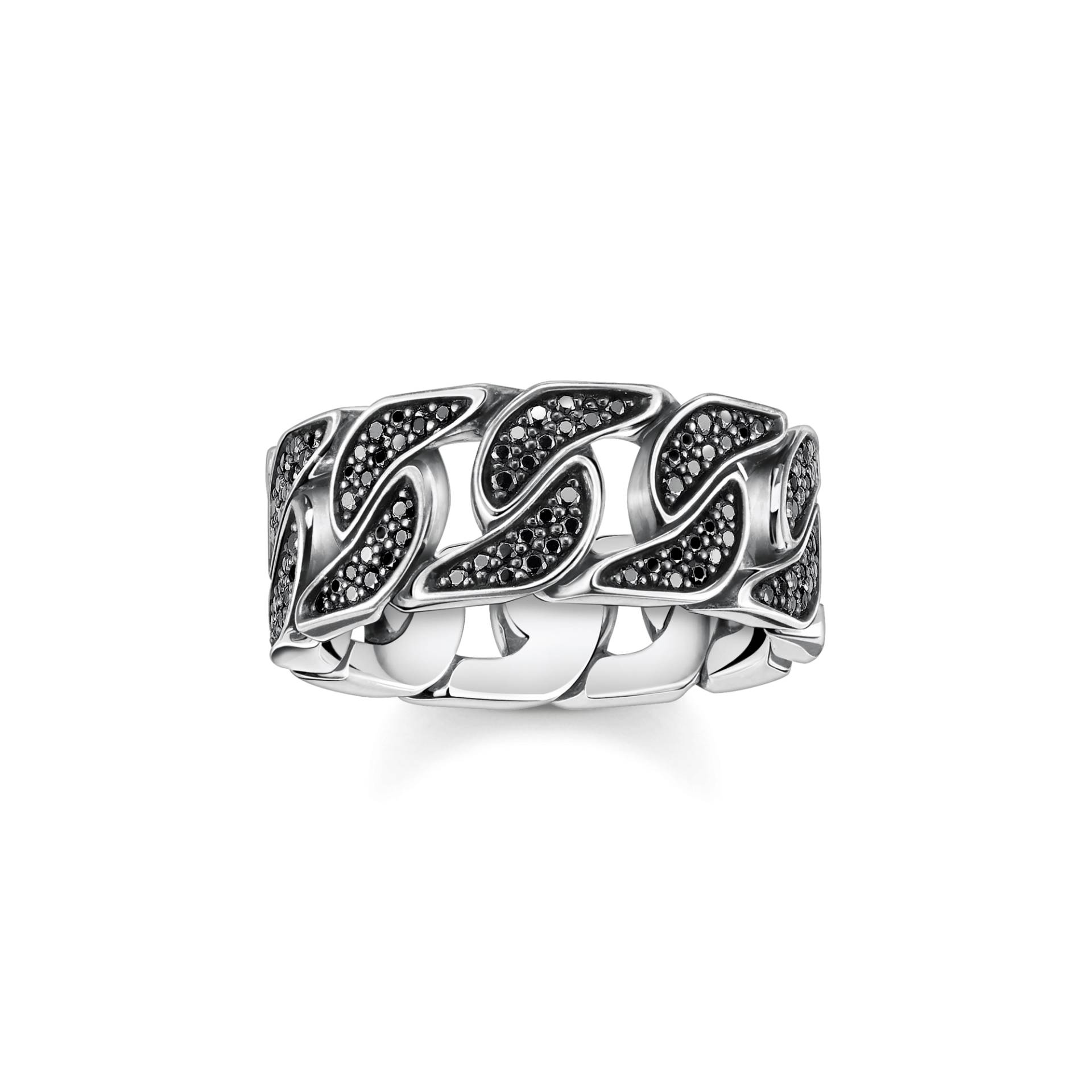 Thomas Sabo Ring geschwärzt Glieder mit schwarzen Steinen schwarz TR1932-643-11-52 von Thomas Sabo