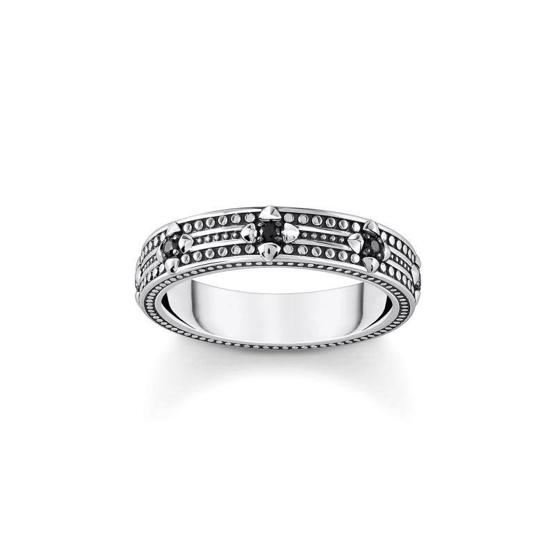 Thomas Sabo Ring mit Muster und schwarzen Steinen Silber geschwärzt schwarz TR2465-643-11-52 von Thomas Sabo