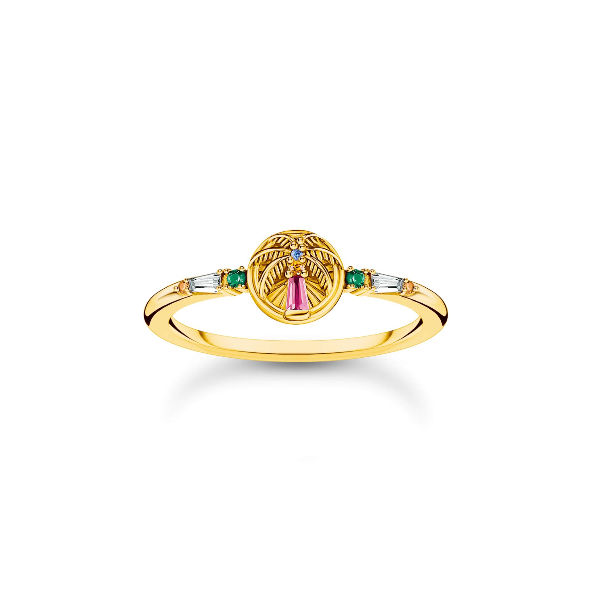 Thomas Sabo Ring mit Palme und bunten Steinen vergoldet mehrfarbig TR2457-488-7-48 von Thomas Sabo
