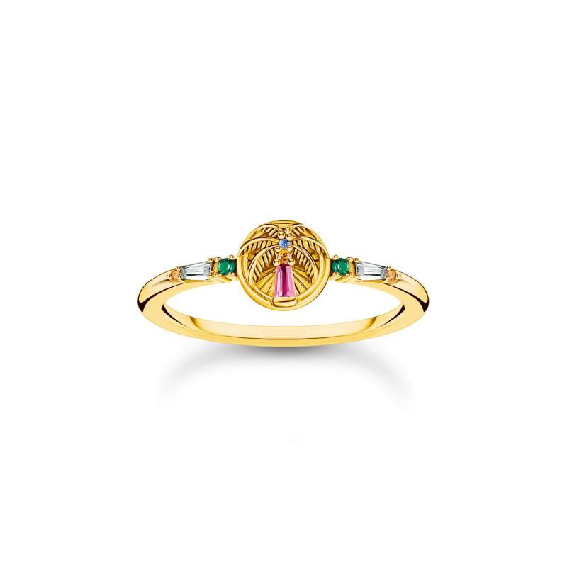 Thomas Sabo Ring mit Palme und bunten Steinen vergoldet mehrfarbig TR2457-488-7-52 von Thomas Sabo