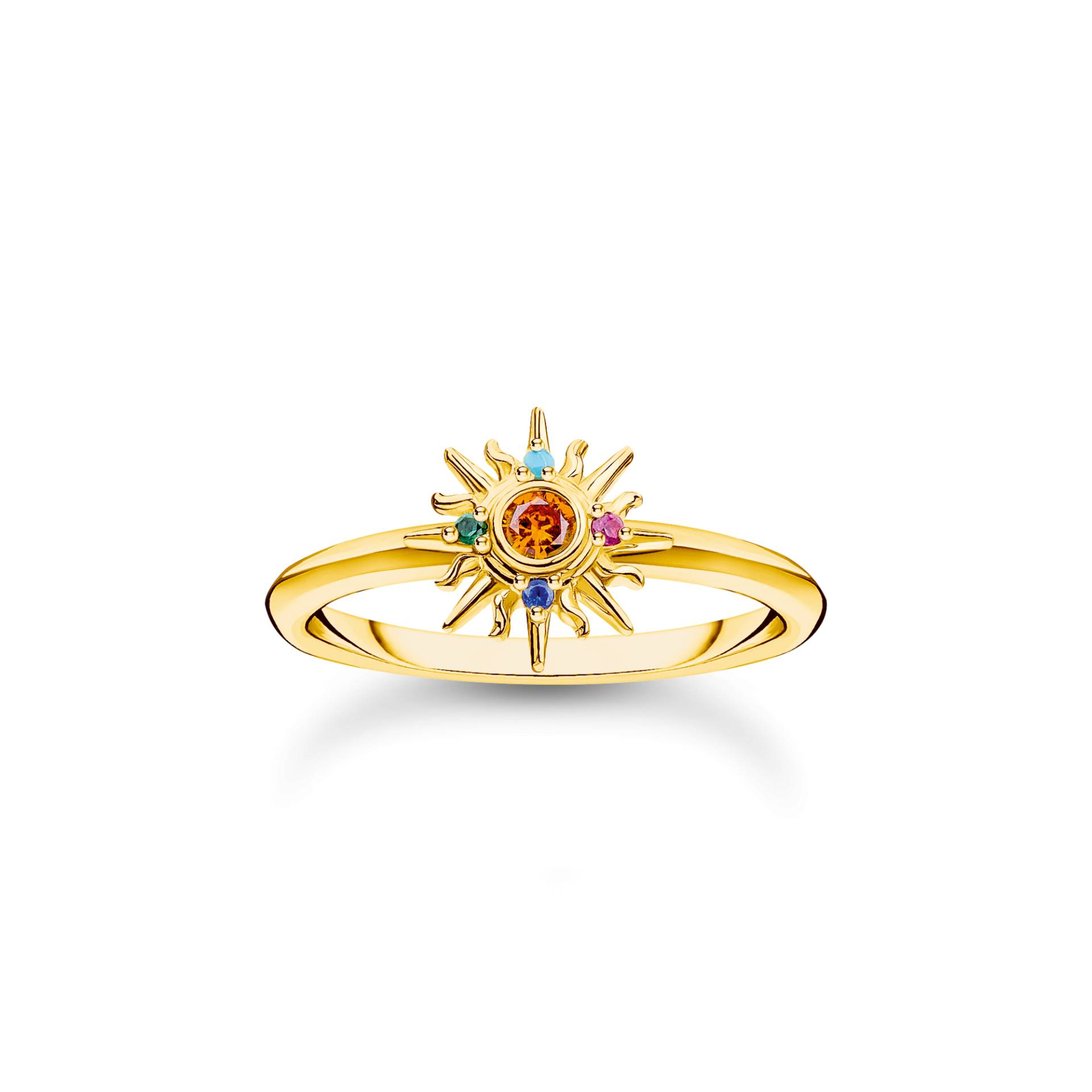 Thomas Sabo Ring mit Sonne und bunten Steinen vergoldet mehrfarbig TR2458-488-7-48 von Thomas Sabo