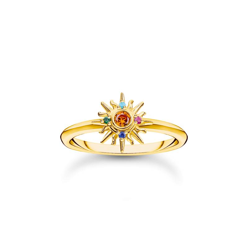 Thomas Sabo Ring mit Sonne und bunten Steinen vergoldet mehrfarbig TR2458-488-7-48 von Thomas Sabo