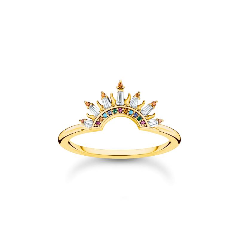 Thomas Sabo Ring mit Sonnenstrahlen und bunten Steinen vergoldet mehrfarbig TR2456-488-7-48 von Thomas Sabo