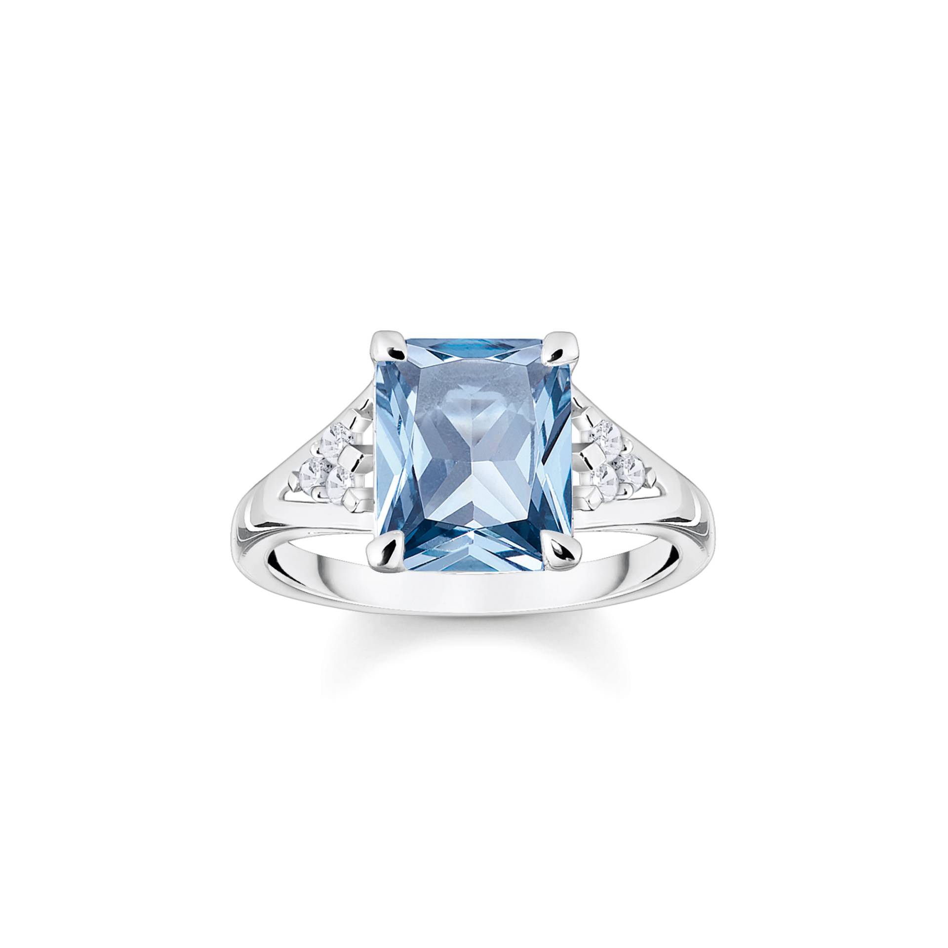 Thomas Sabo Ring mit aqua und weißen Steinen Silber blau TR2362-059-1-50 von Thomas Sabo