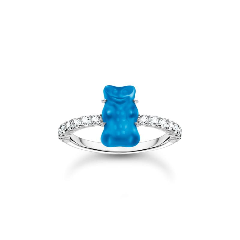 Thomas Sabo Ring mit blauem Mini-Goldbären und Steinen Silber blau TR2459-052-1-50 von Thomas Sabo