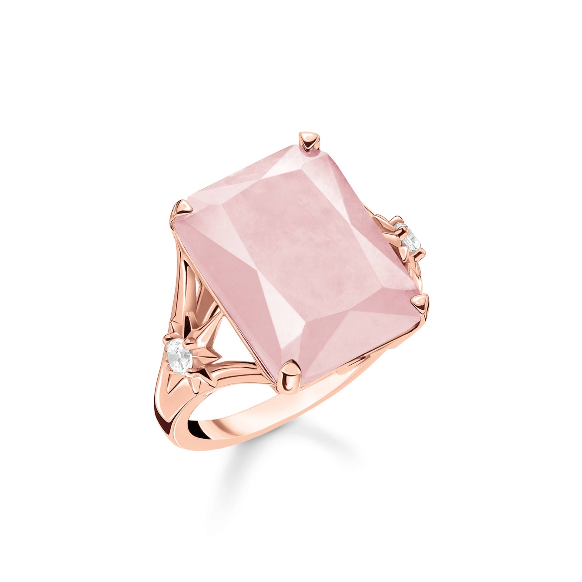 Thomas Sabo Ring mit großem rosa Stein und Sterne rosévergoldet pink TR2261-417-9-48 von Thomas Sabo