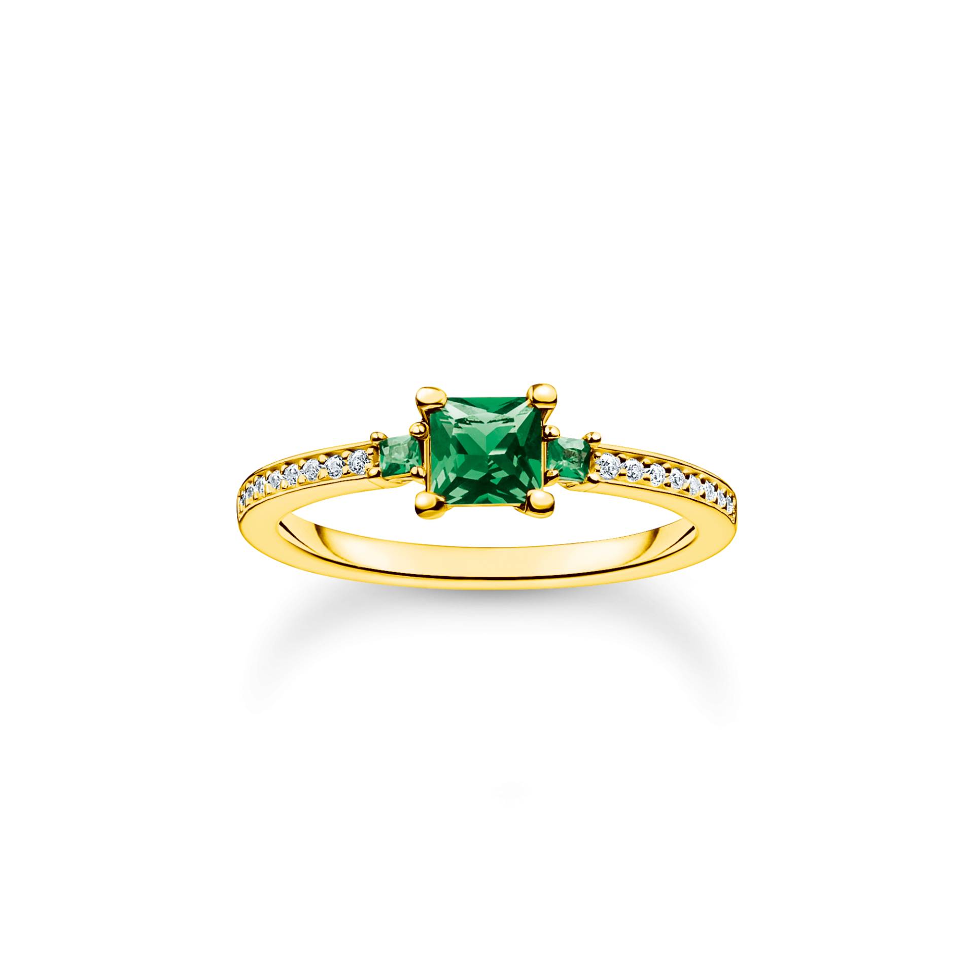 Thomas Sabo Ring mit grünen und weißen Steinen gold grün TR2402-971-6-48 von Thomas Sabo