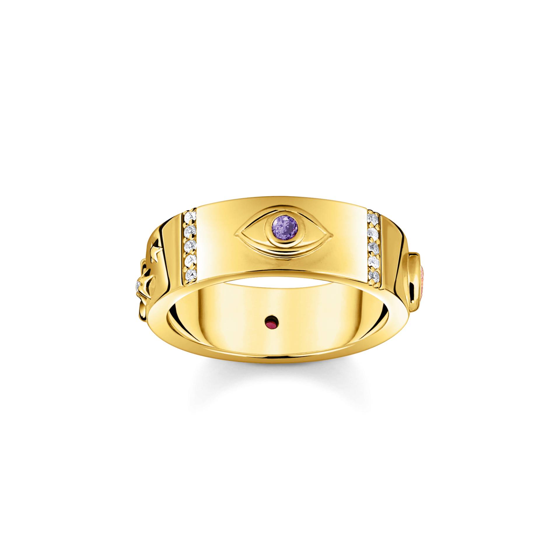Thomas Sabo Ring mit kosmischen Symbolen und bunten Steinen vergoldet mehrfarbig TR2439-995-7-48 von Thomas Sabo