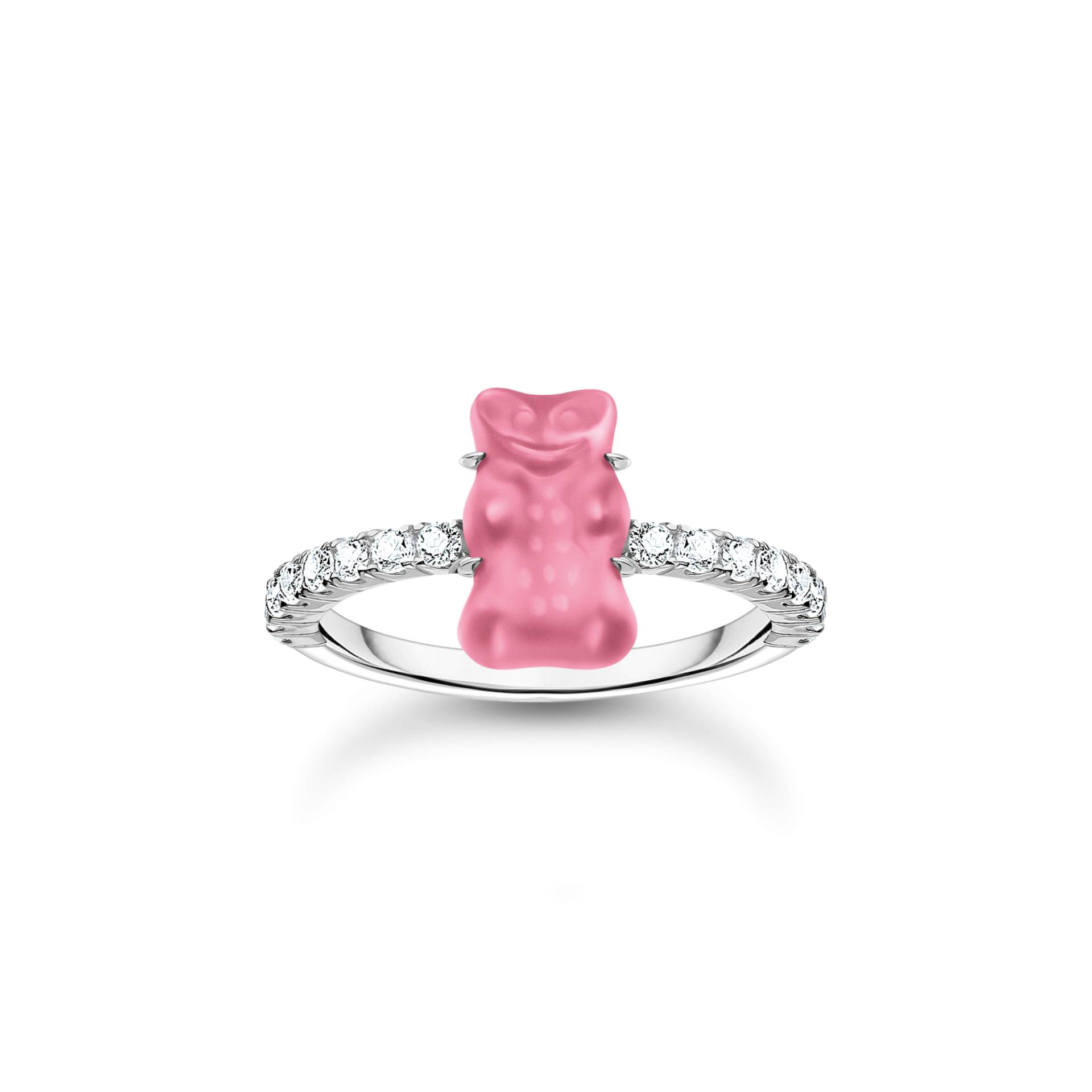 Thomas Sabo Ring mit pinkem Mini-Goldbären und Steinen Silber pink TR2459-052-9-50 von Thomas Sabo