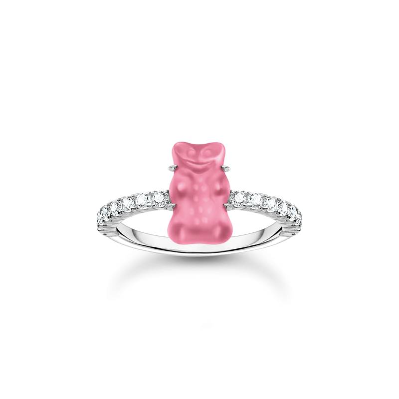 Thomas Sabo Ring mit pinkem Mini-Goldbären und Steinen Silber pink TR2459-052-9-50 von Thomas Sabo