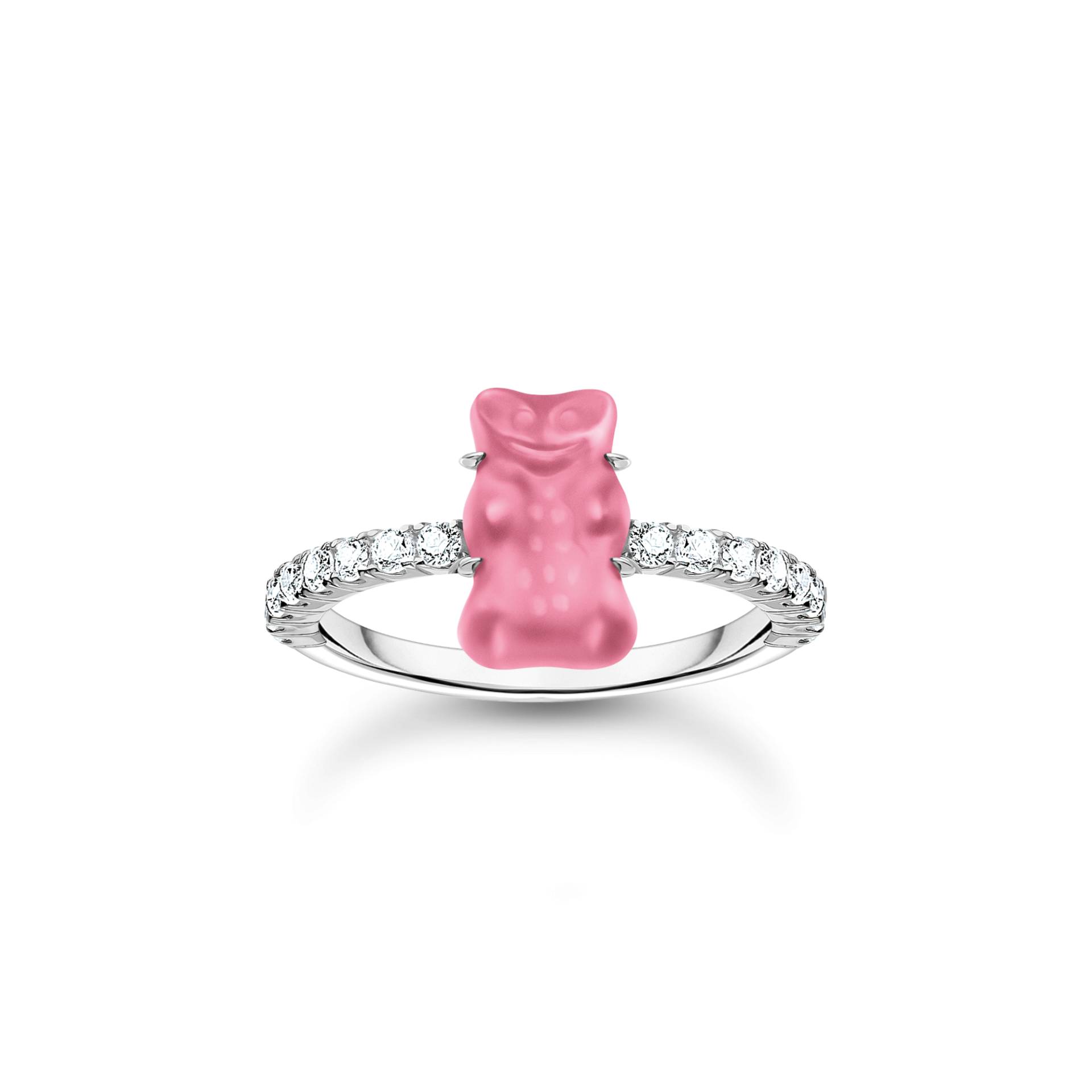 Thomas Sabo Ring mit pinkem Mini-Goldbären und Steinen Silber pink TR2459-052-9-54 von Thomas Sabo