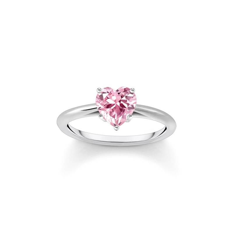 Thomas Sabo Ring mit pinkfarbenem Stein in Herzform Silber pink TR2476-051-9-50 von Thomas Sabo