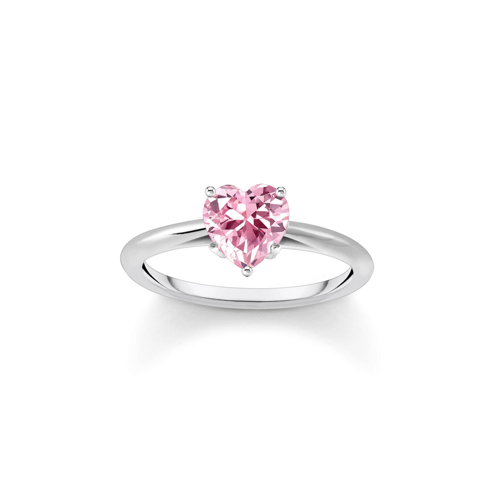 Thomas Sabo Ring mit pinkfarbenem Stein in Herzform Silber pink TR2476-051-9-52 von Thomas Sabo