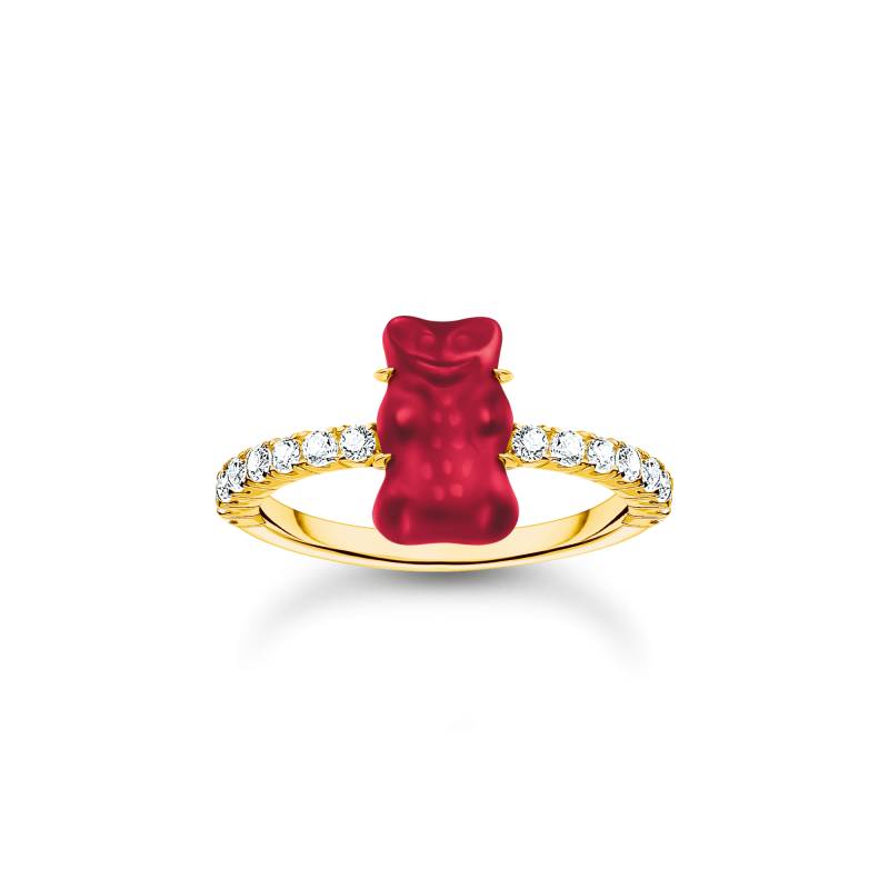 Thomas Sabo Ring mit rotem Mini-Goldbären und Steinen vergoldet rot TR2459-414-10-50 von Thomas Sabo