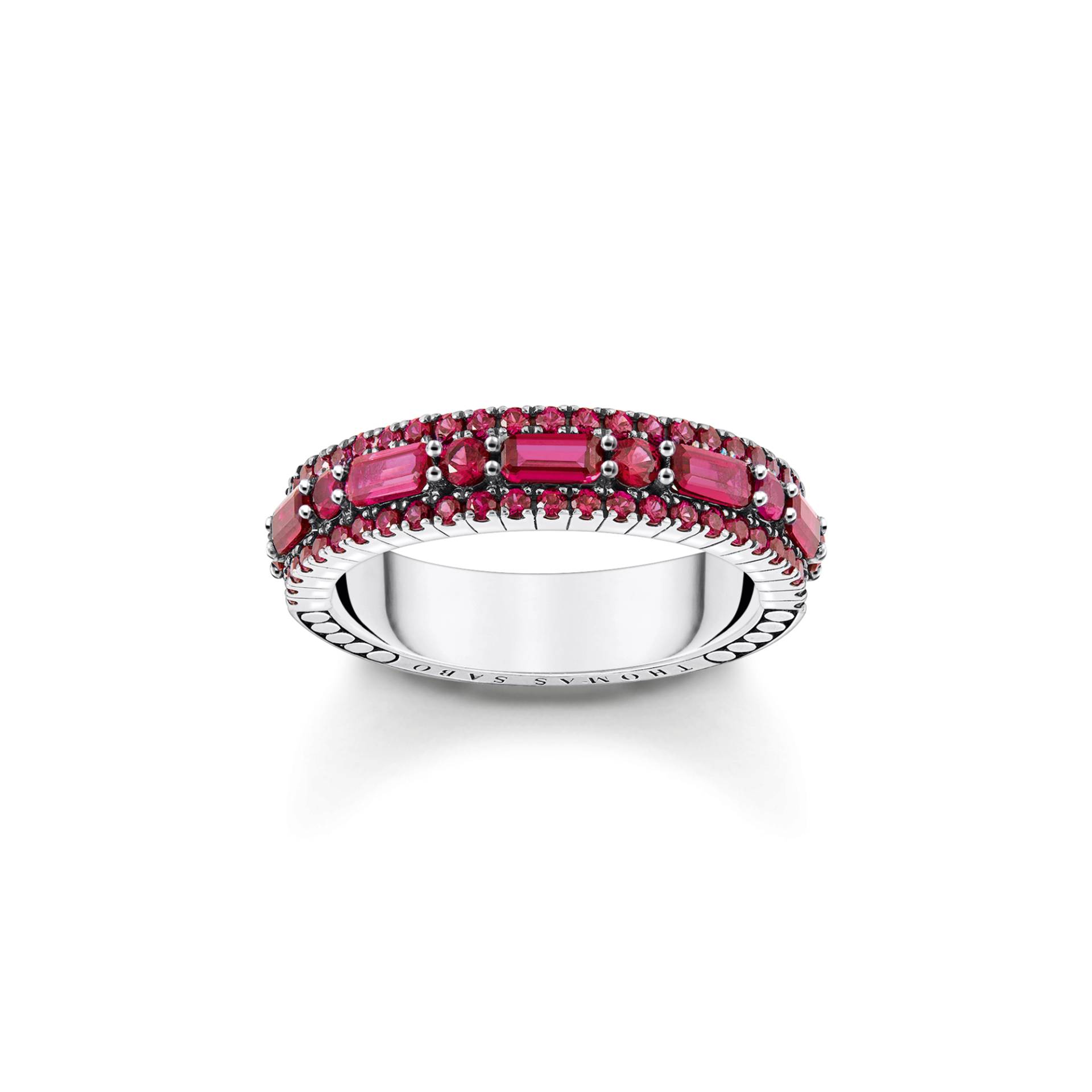 Thomas Sabo Ring mit rubinroten Steinen Silber geschwärzt rot TR2466-639-10-56 von Thomas Sabo