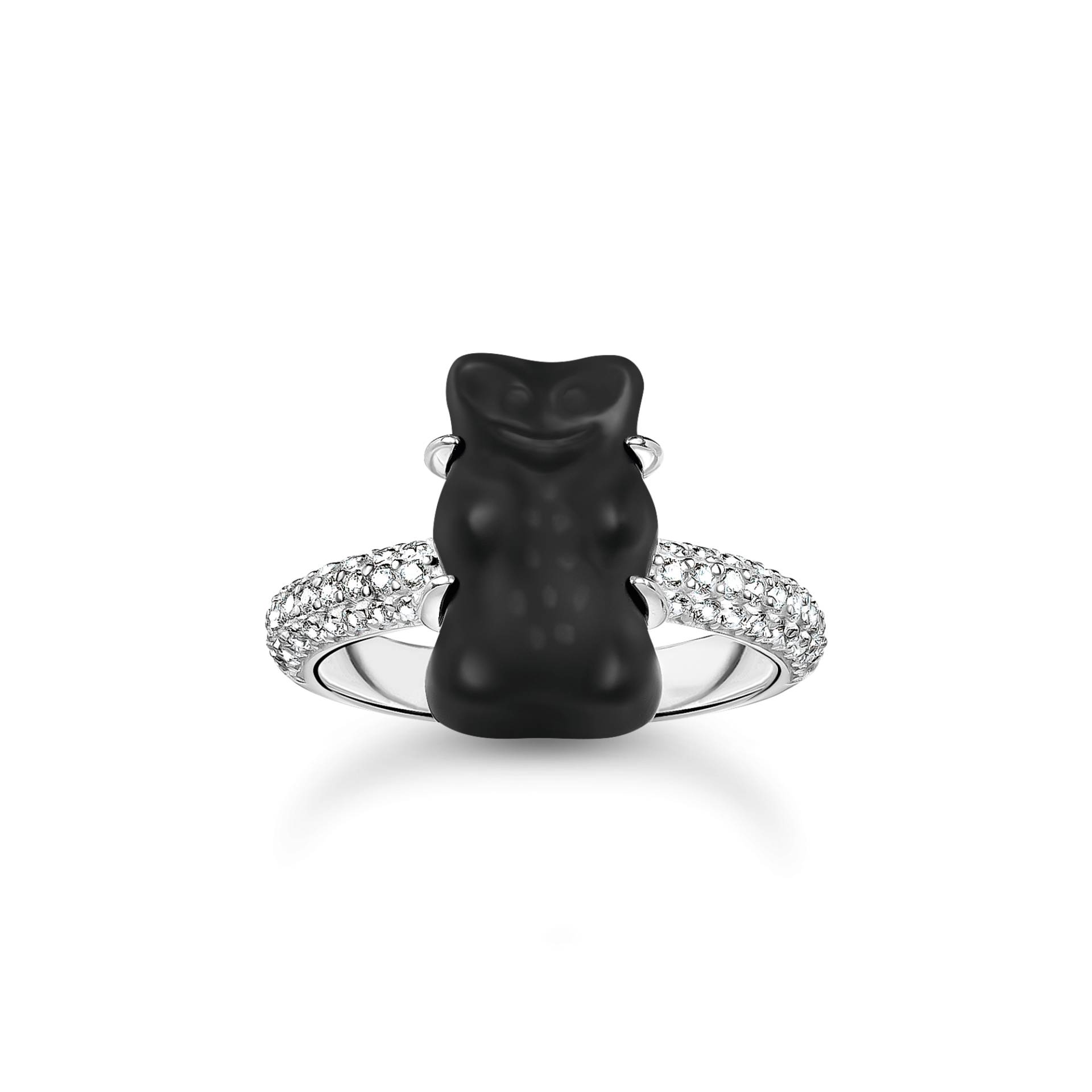 Thomas Sabo Ring mit schwarzem Goldbären und Steinen Silber schwarz TR2478-052-11-50 von Thomas Sabo