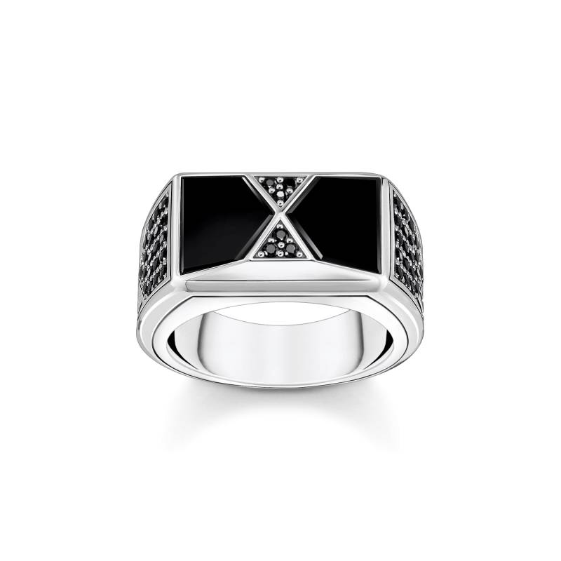 Thomas Sabo Ring mit schwarzem Onyx und schwarzen Steinen Silber schwarz TR2430-508-11-52 von Thomas Sabo