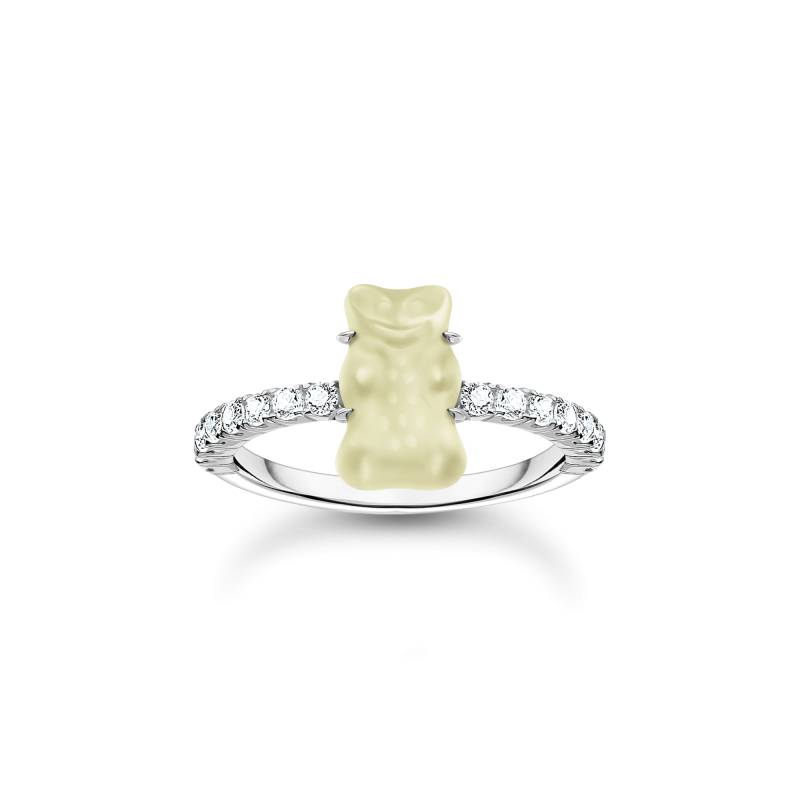 Thomas Sabo Ring mit weißem Mini-Goldbären und Steinen Silber weiß TR2459-052-14-50 von Thomas Sabo