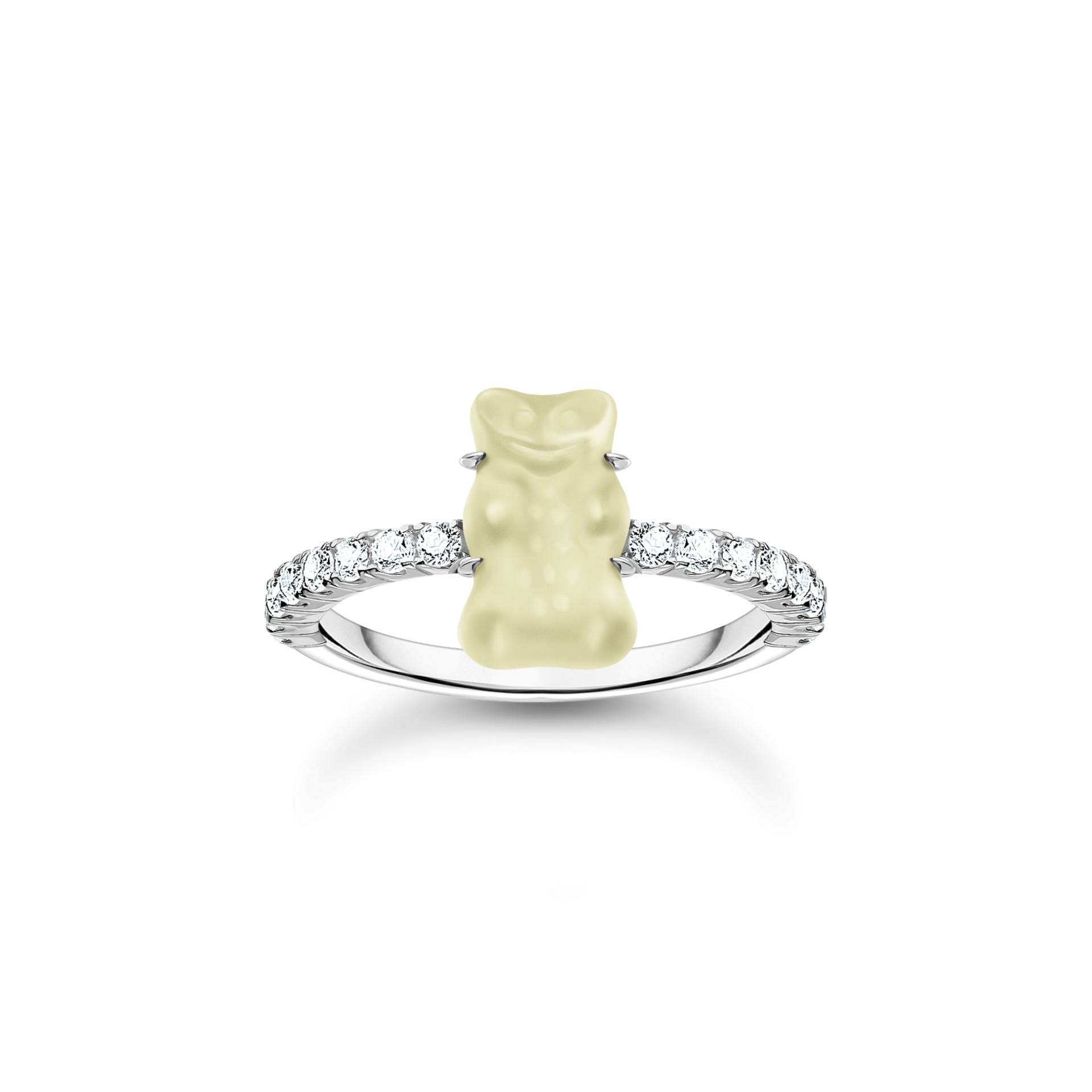 Thomas Sabo Ring mit weißem Mini-Goldbären und Steinen Silber weiß TR2459-052-14-54 von Thomas Sabo