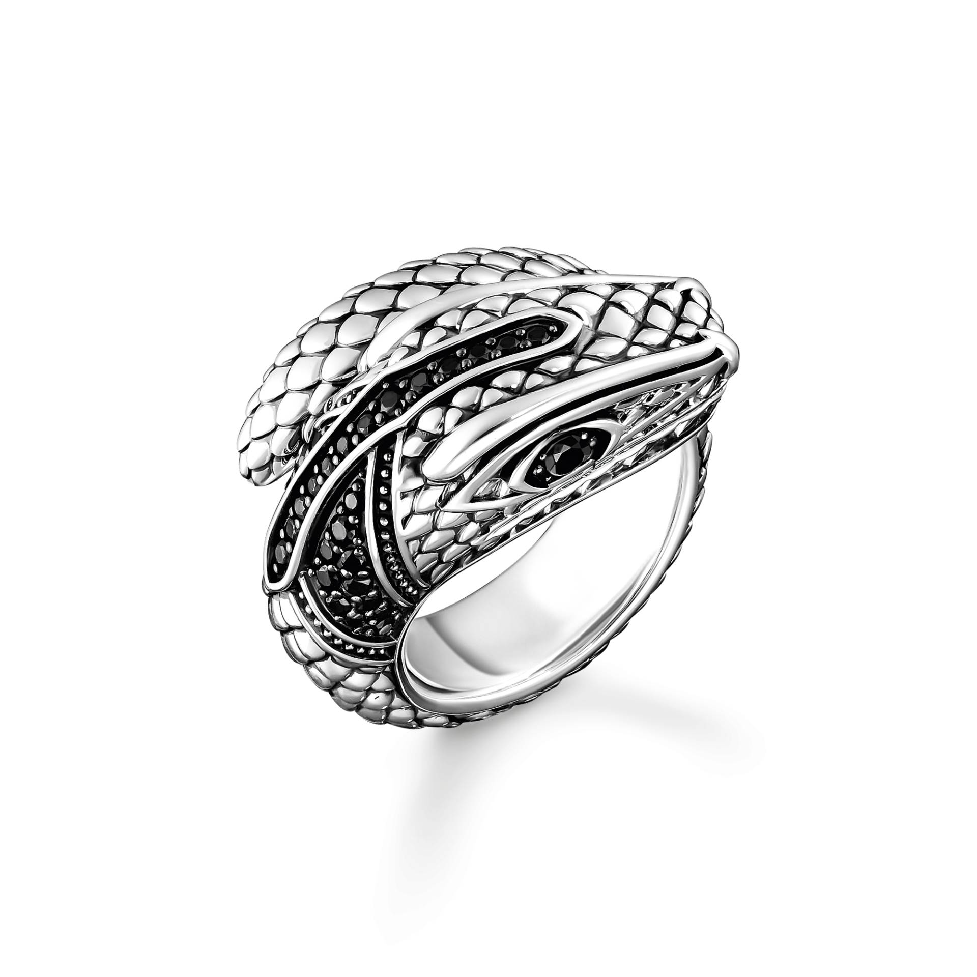 Thomas Sabo Schlangenring mit schwarzen Steinen Silber schwarz TR1964-643-11-54 von Thomas Sabo