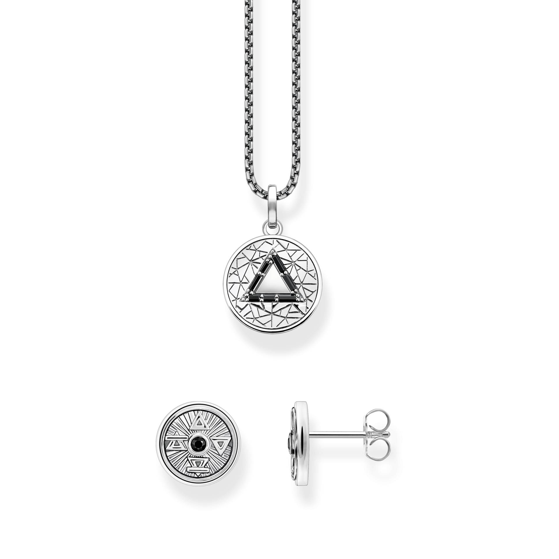 Thomas Sabo Schmuck-Set: Elements of Nature Kette & Ohrstecker in Silber schwarz SET0694-643-11-L50V von Thomas Sabo