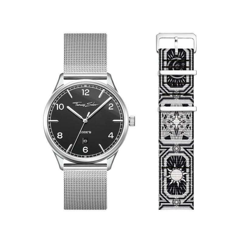 Thomas Sabo Set Code TS schwarze Uhr und Armband schwarzer Nachthimmel schwarz/ grau SET0591-201-30-40 MM von Thomas Sabo