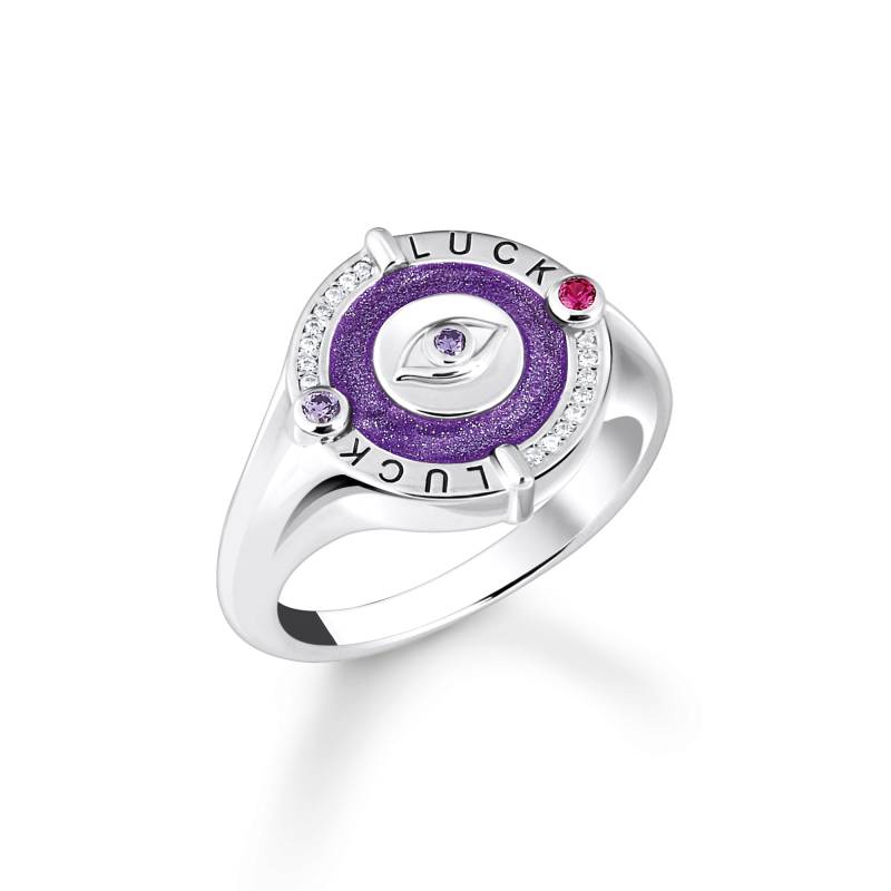 Thomas Sabo Siegelring Auge mit Kaltemaille und bunten Steinen Silber geschwärzt violett TR2438-390-13-48 von Thomas Sabo