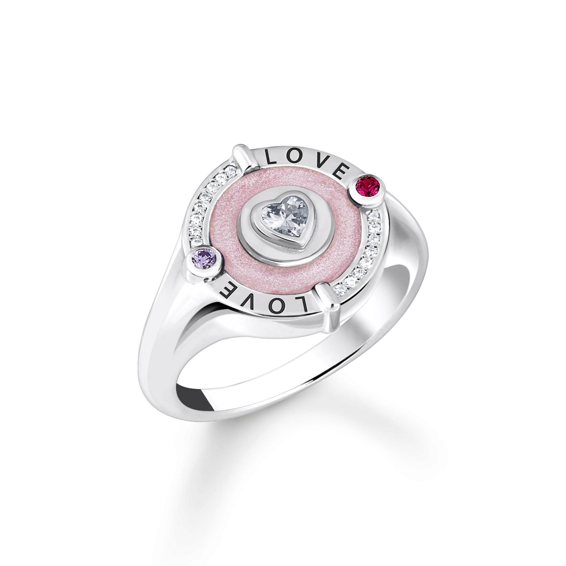 Thomas Sabo Siegelring mit Herz und Steinen Silber pink TR2447-390-9-50 von Thomas Sabo