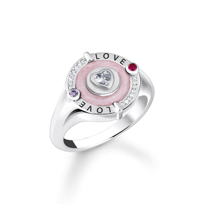 Thomas Sabo Siegelring mit Herz und Steinen Silber pink TR2447-390-9-54 von Thomas Sabo