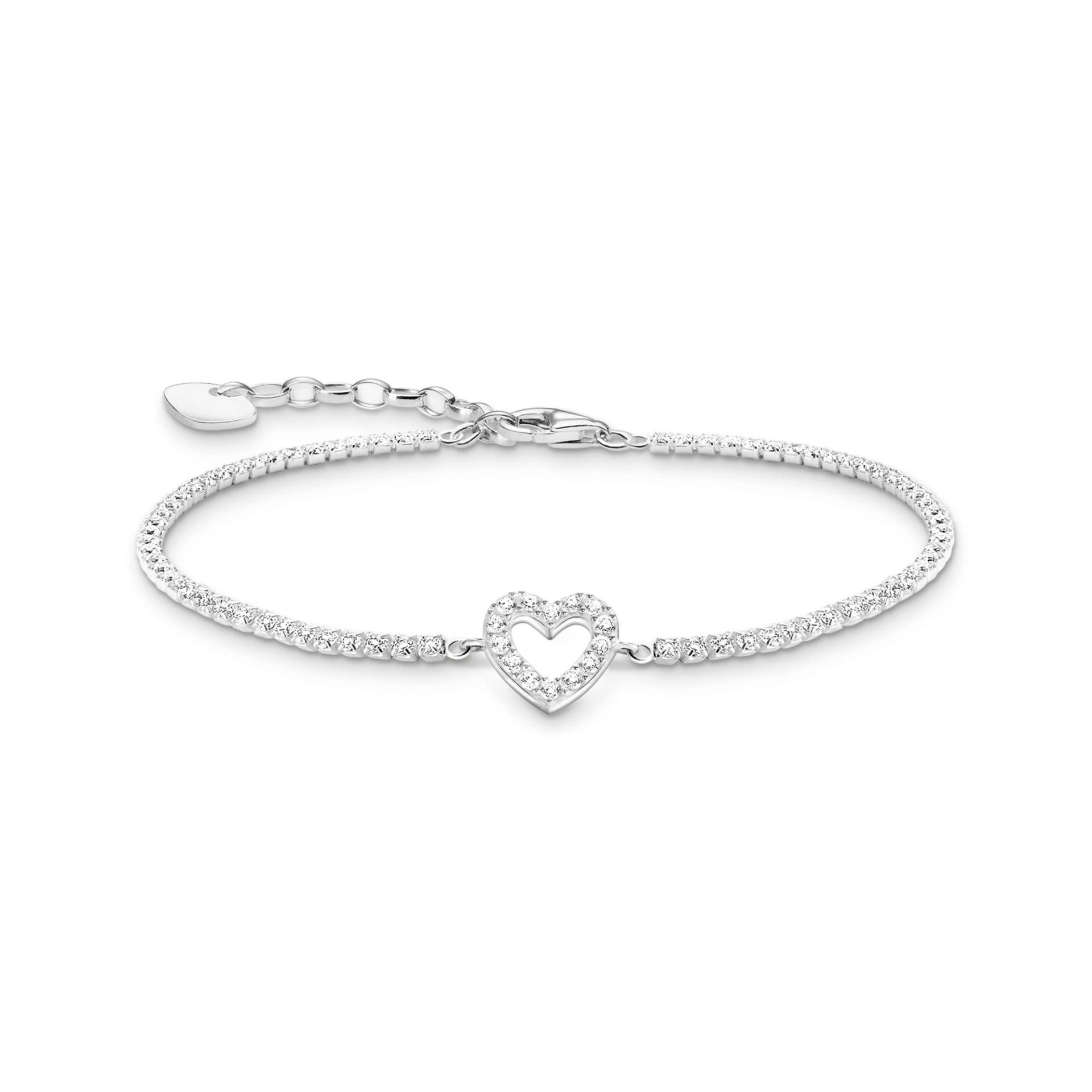 Thomas Sabo Tennisarmband Herz mit weißen Steinen Silber weiß A2177-051-14-L19V von Thomas Sabo