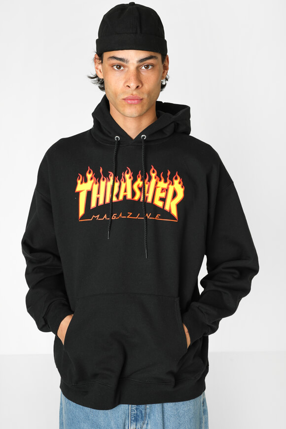 Thrasher Kapuzensweatshirt | Schwarz + Gelb + Orange | Herren  | L von Thrasher