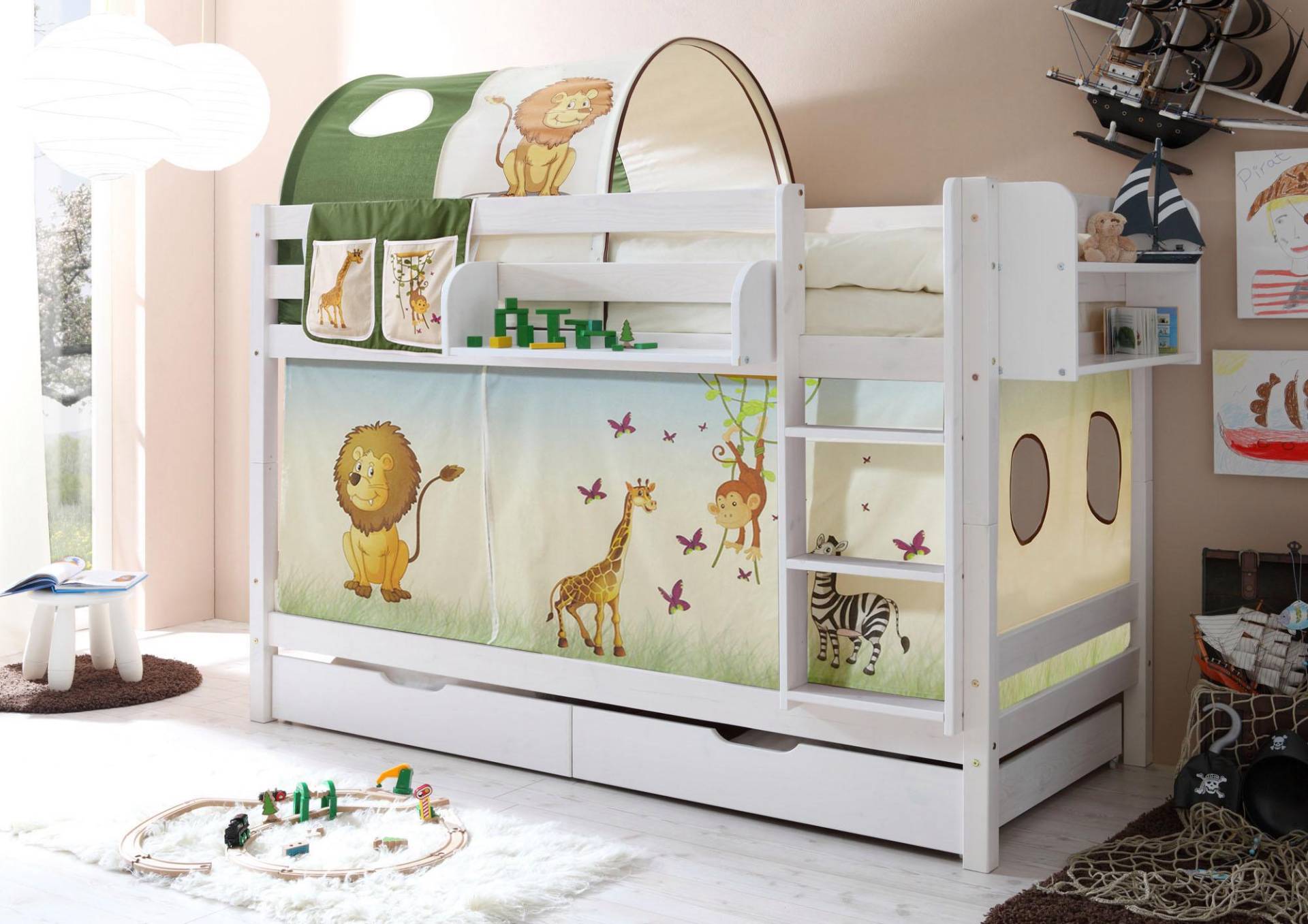Ticaa Etagenbett »Marcel«, mit Rollrost und Textil-Set, Kiefer Ticaa Etagenbett »Marcel«, mit Rollrost und Textil-Set, Kiefer von TICAA