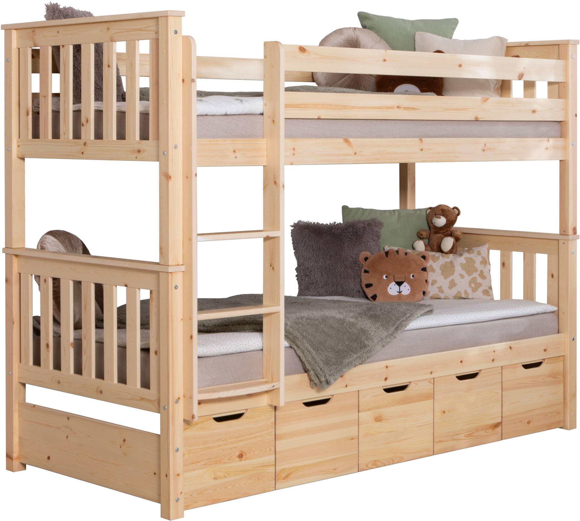 Ticaa Etagenbett »Sammy«, (90x200cm), mit Stauraum, umbaubar zu 2 Einzelbetten, Rollrost, Massivholz Ticaa Etagenbett »Sammy«, (90x200cm), mit Stauraum, umbaubar zu 2 Einzelbetten, Rollrost, Massivholz von TICAA