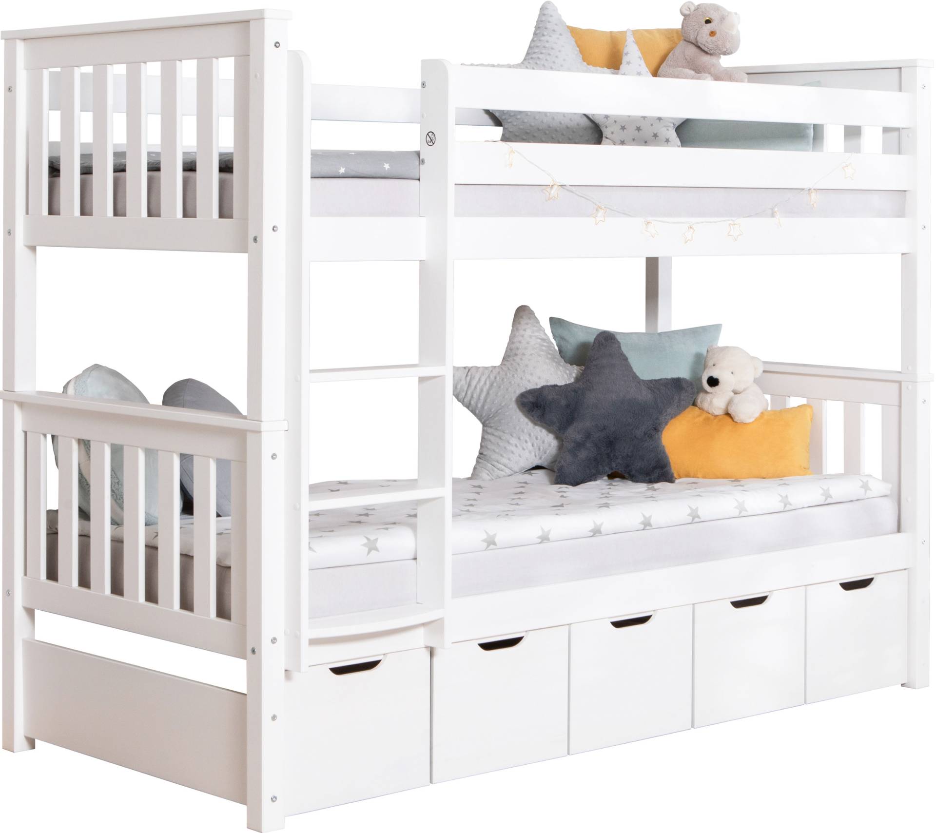 Ticaa Etagenbett »Sammy«, (90x200cm), mit Stauraum, umbaubar zu 2 Einzelbetten, Rollrost, Massivholz Ticaa Etagenbett »Sammy«, (90x200cm), mit Stauraum, umbaubar zu 2 Einzelbetten, Rollrost, Massivholz von TICAA