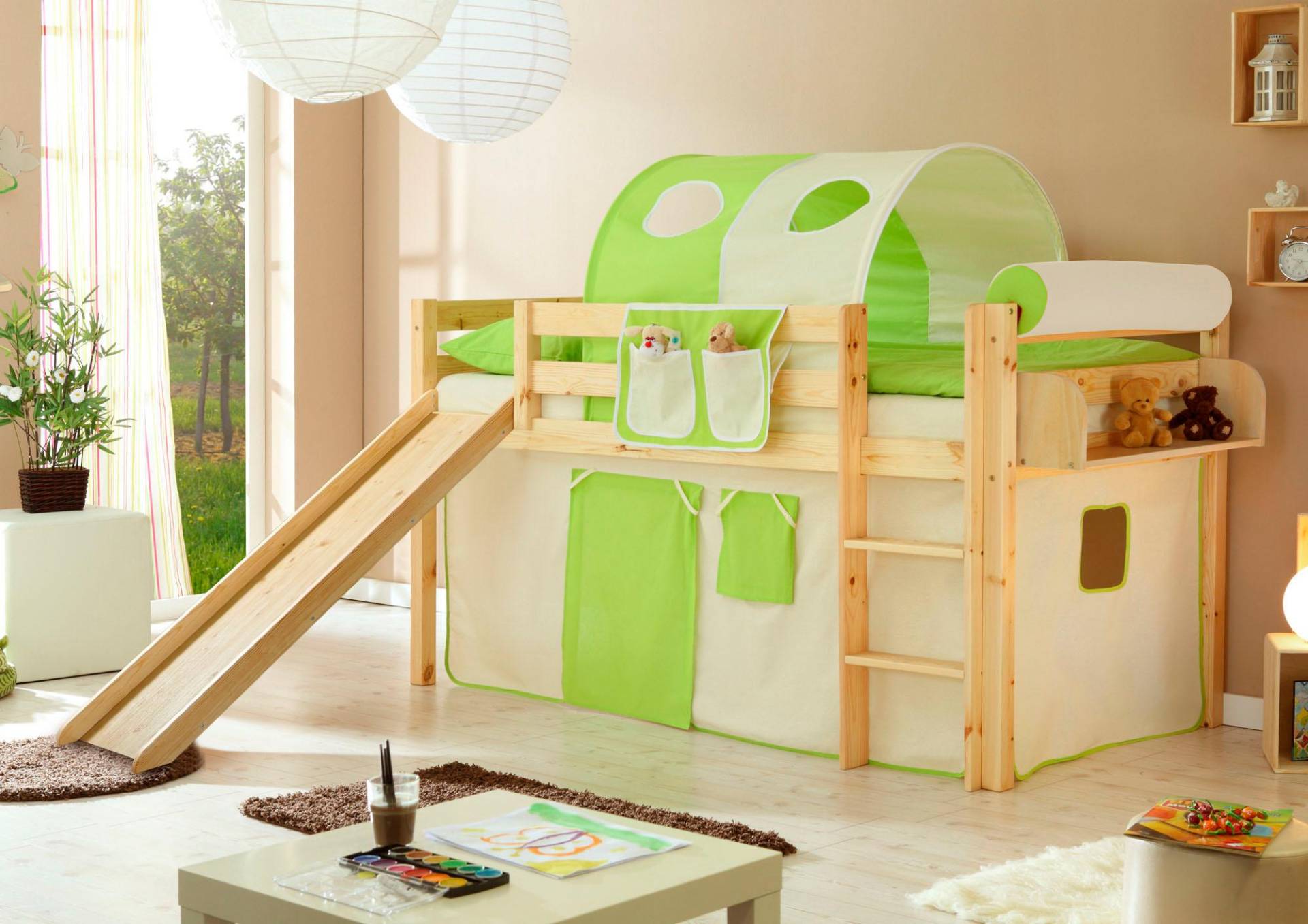 Ticaa Hochbett »Manuel«, Rollrost und Textil-Set wahlweise mit Matratze, Kiefer massiv natur Ticaa Hochbett »Manuel«, Rollrost und Textil-Set wahlweise mit Matratze, Kiefer massiv natur von TICAA