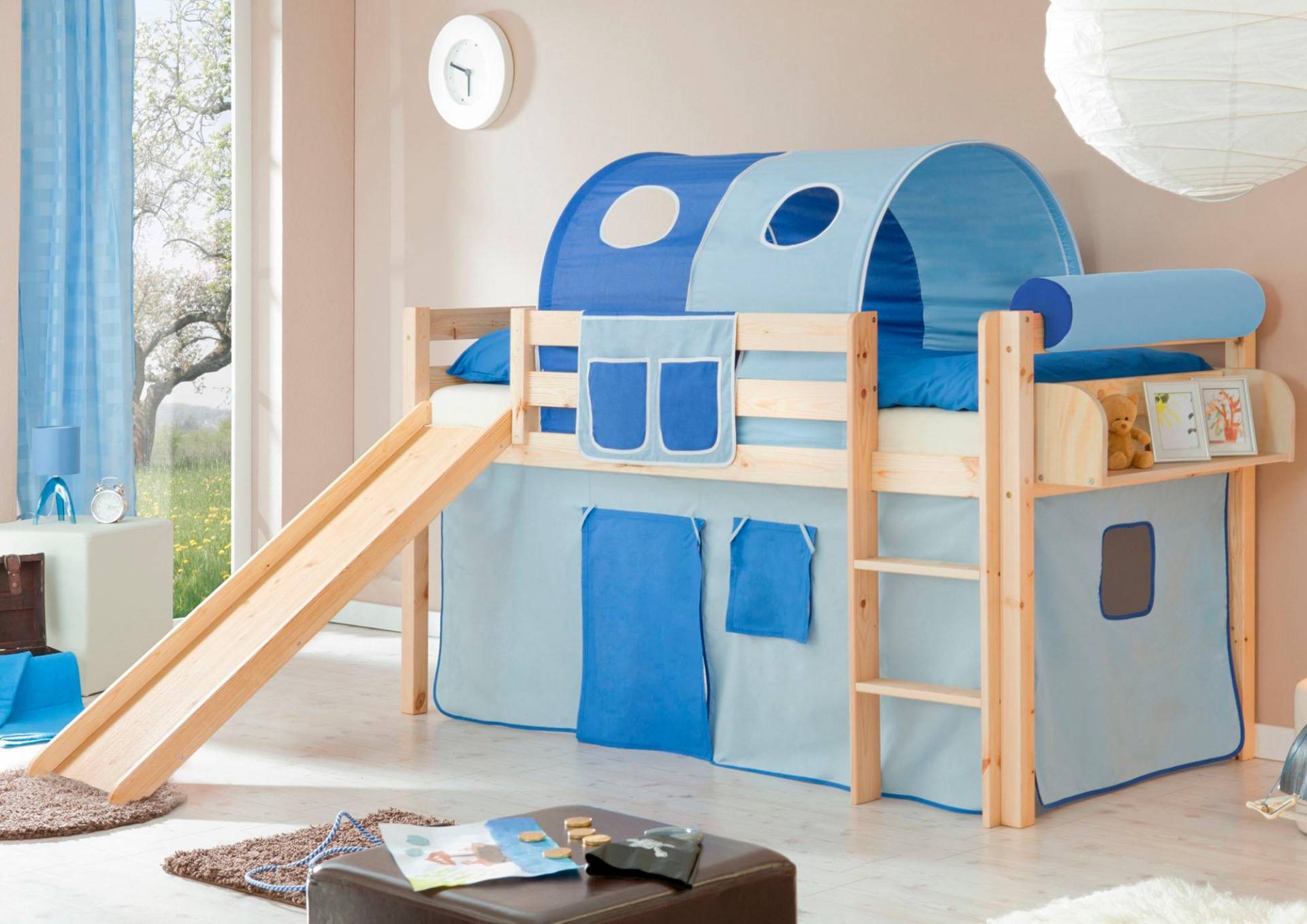 Ticaa Hochbett »Manuel«, Rollrost und Textil-Set wahlweise mit Matratze, Kiefer massiv natur Ticaa Hochbett »Manuel«, Rollrost und Textil-Set wahlweise mit Matratze, Kiefer massiv natur von TICAA