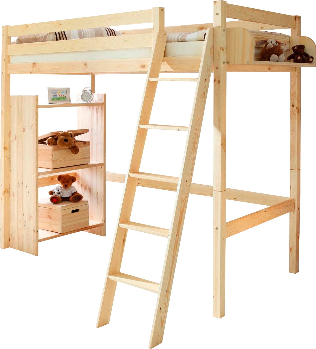 Ticaa Hochbett, mit Rollrost in 2 Breiten, Kiefer Ticaa Hochbett, mit Rollrost in 2 Breiten, Kiefer von TICAA