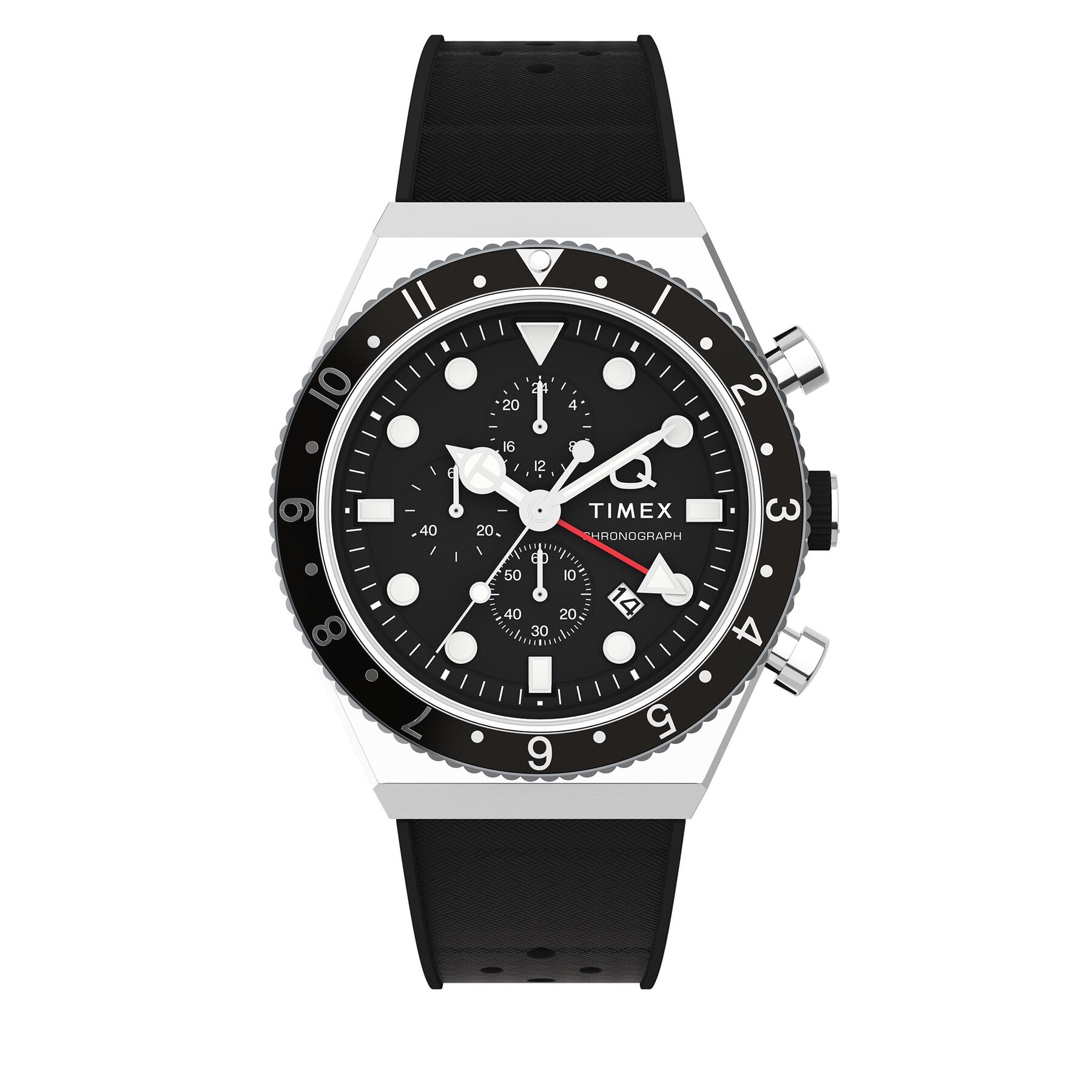 Uhr Timex Q Timex Three Time Zone Chronograph TW2V70000 Schwarz von Timex