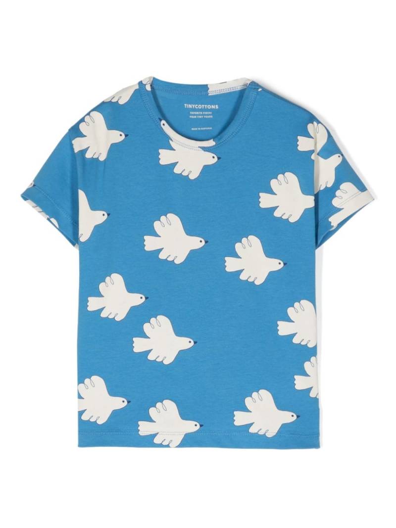 Tiny Cottons Doves-print cotton T-shirt - Blue von Tiny Cottons