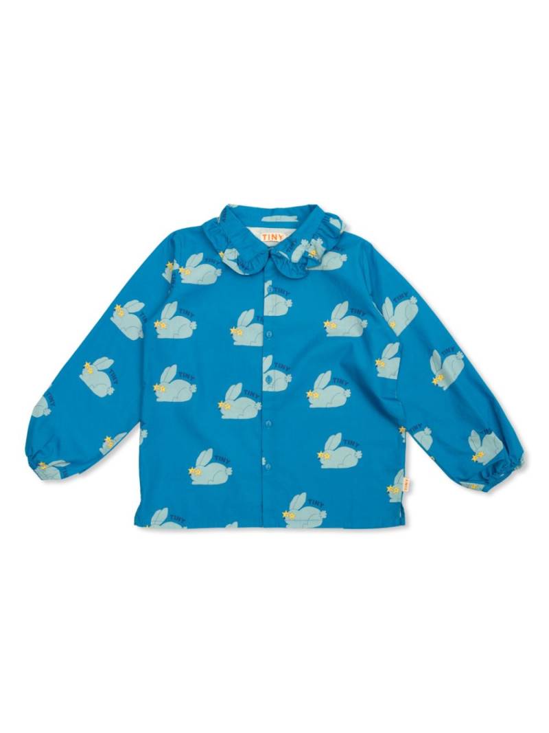 Tiny Cottons Rabbits frilled-collar shirt - Blue von Tiny Cottons