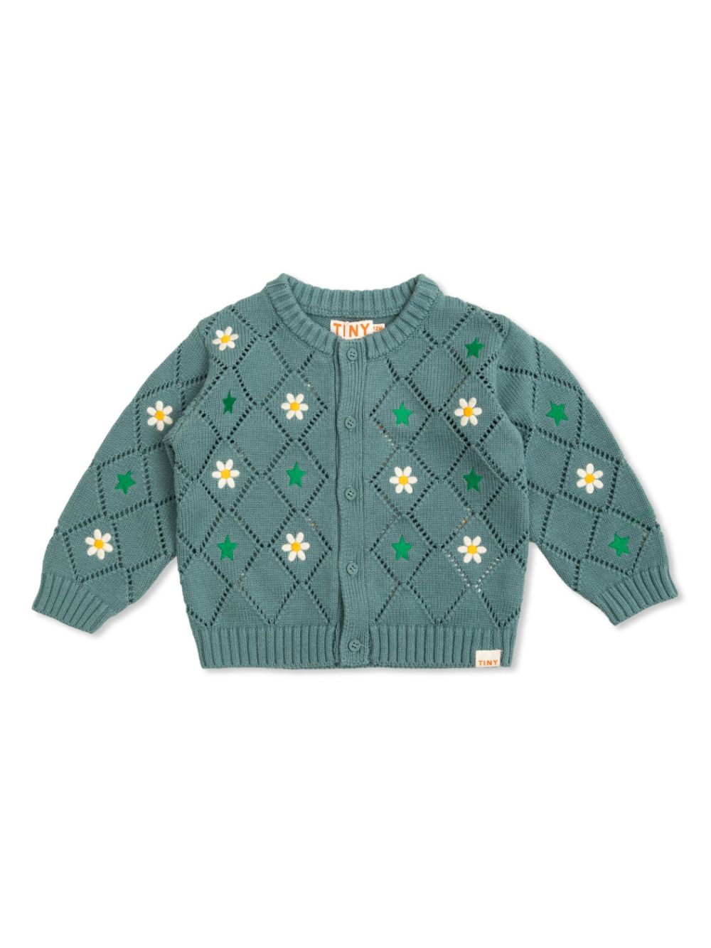 Tiny Cottons Stars and Flowers cardigan - Green von Tiny Cottons