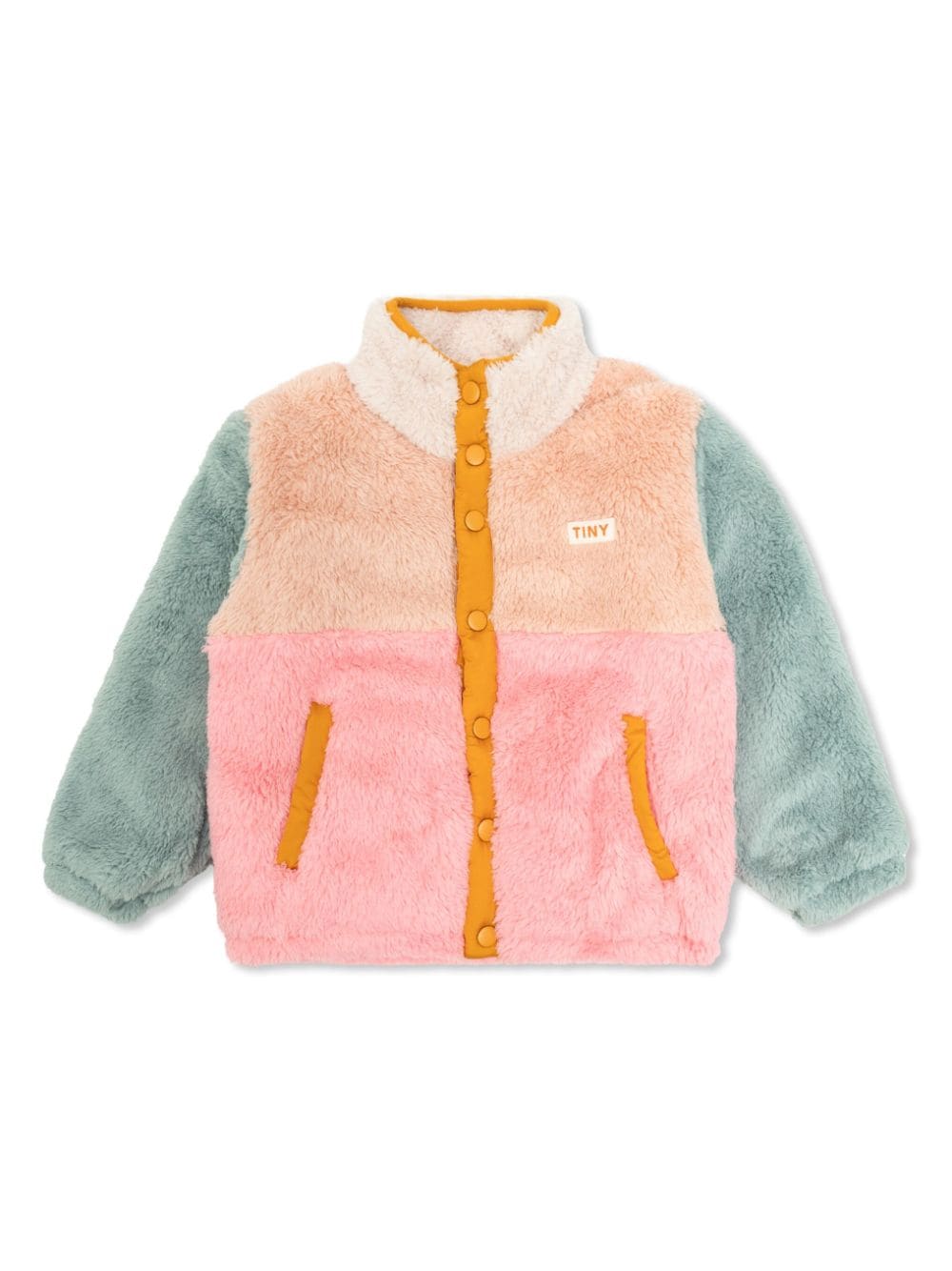 Tiny Cottons logo-patch panelled faux-fur jacket - Pink von Tiny Cottons