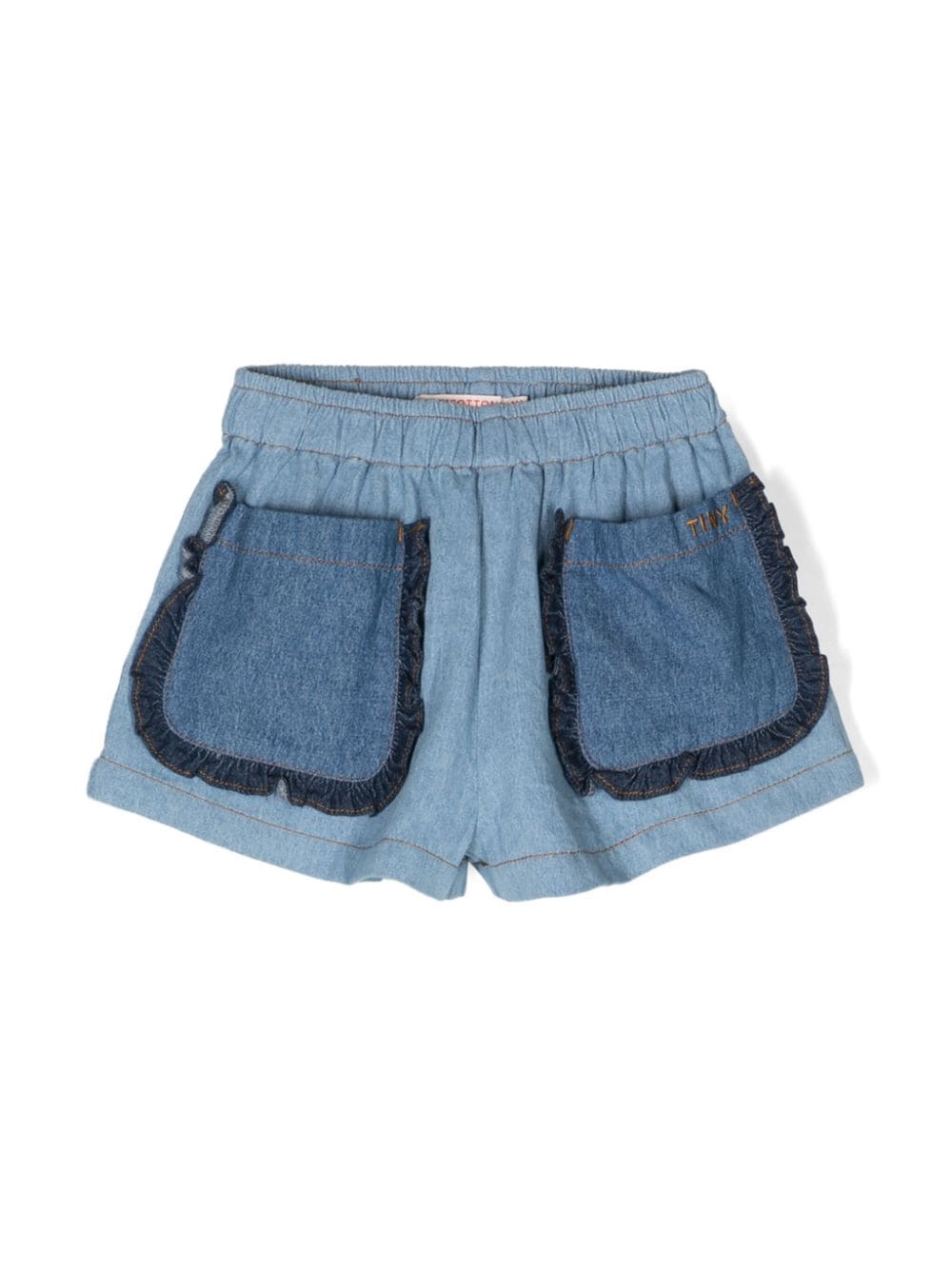 Tiny Cottons ruffled-pockets denim shorts - Blue von Tiny Cottons