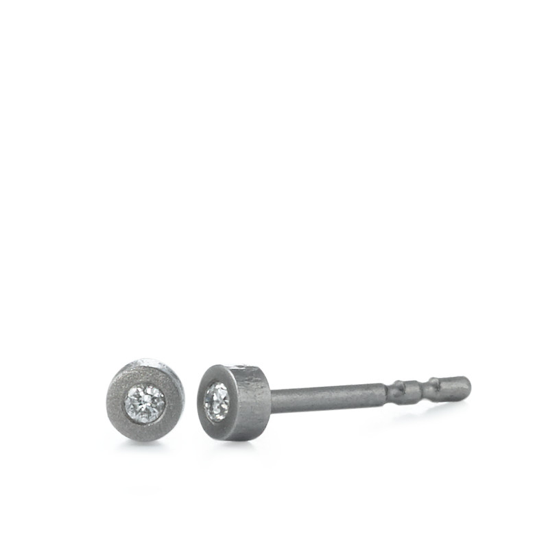 TitanFactory Damen Ohrstecker Titan Diamant 0.02 ct, 2 Steine, w-si Ø3 mm von TitanFactory