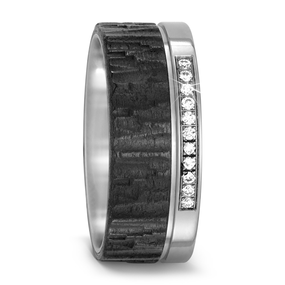 TitanFactory Damen Partnerring Titan, Carbon Diamant 0.11 ct, 11 Steine, w-si von TitanFactory