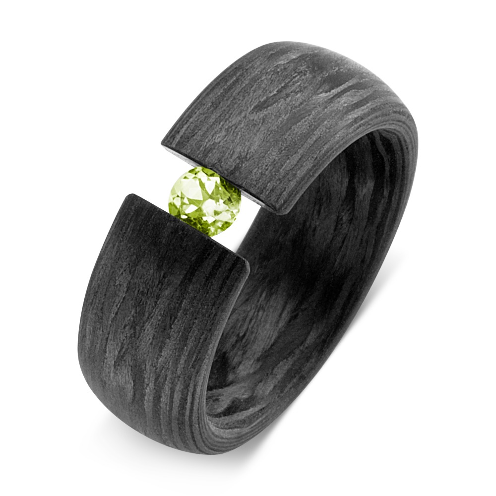 TitanFactory Damen Fingerring Carbon Peridot grün von TitanFactory