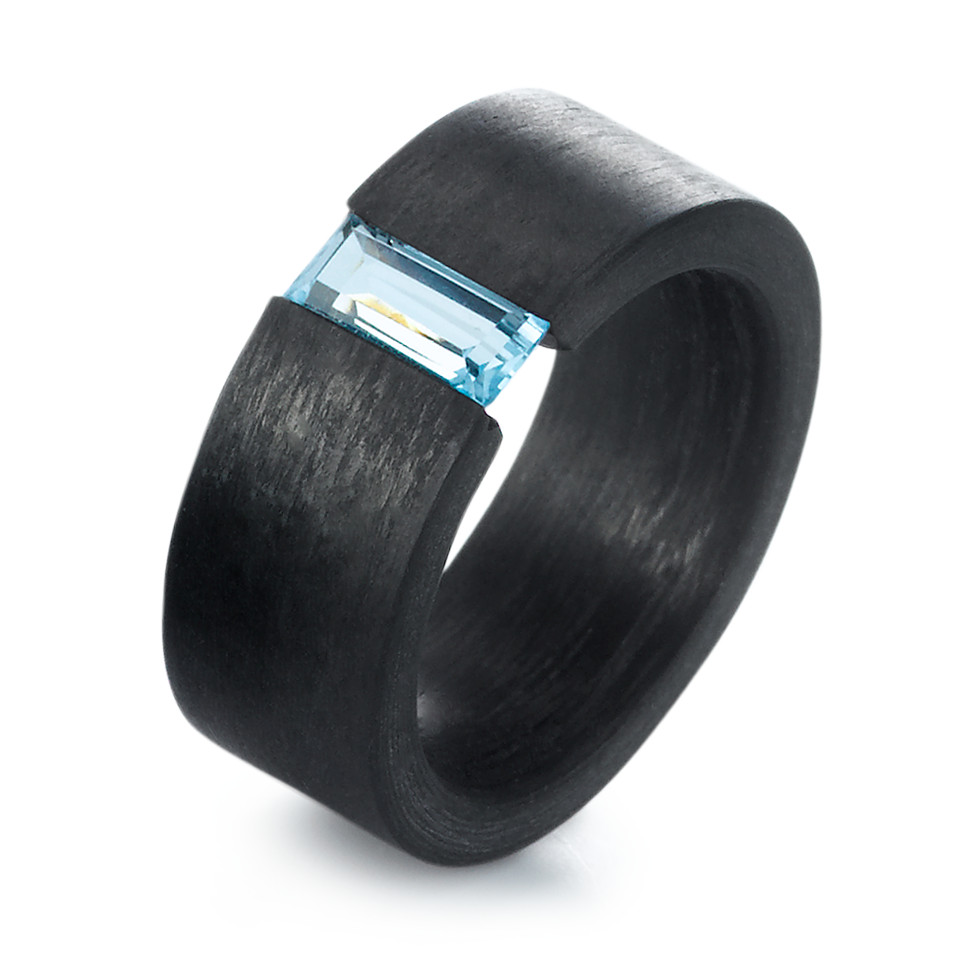 TitanFactory Damen Fingerring Carbon Topas blau von TitanFactory