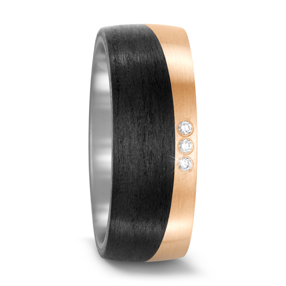 TitanFactory Damen Partnerring Titan, Bronze, Carbon Diamant weiss, 0.03 ct, 3 Steine, w-si von TitanFactory