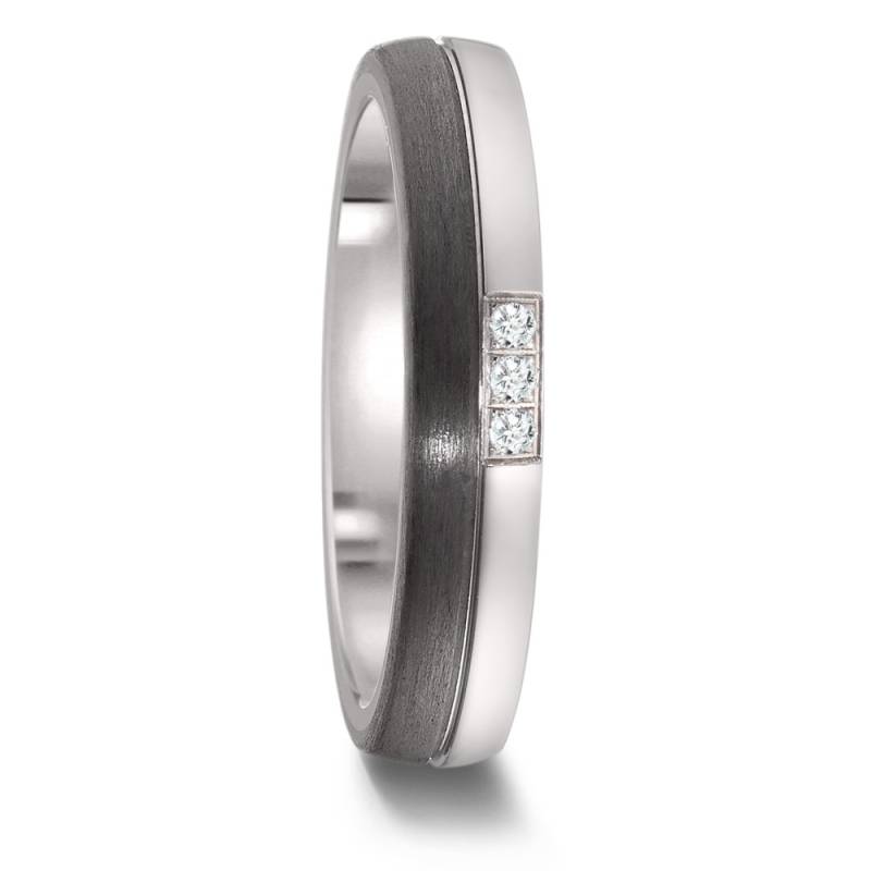 TitanFactory Damen Partnerring Titan, Carbon Diamant 0.03 ct, 3 Steine, w-si von TitanFactory